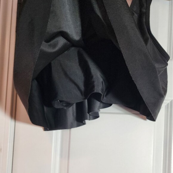 Black Asymmetrical Top and Striped High Waist Bikini Bottom Set M - Picture 3 of 6